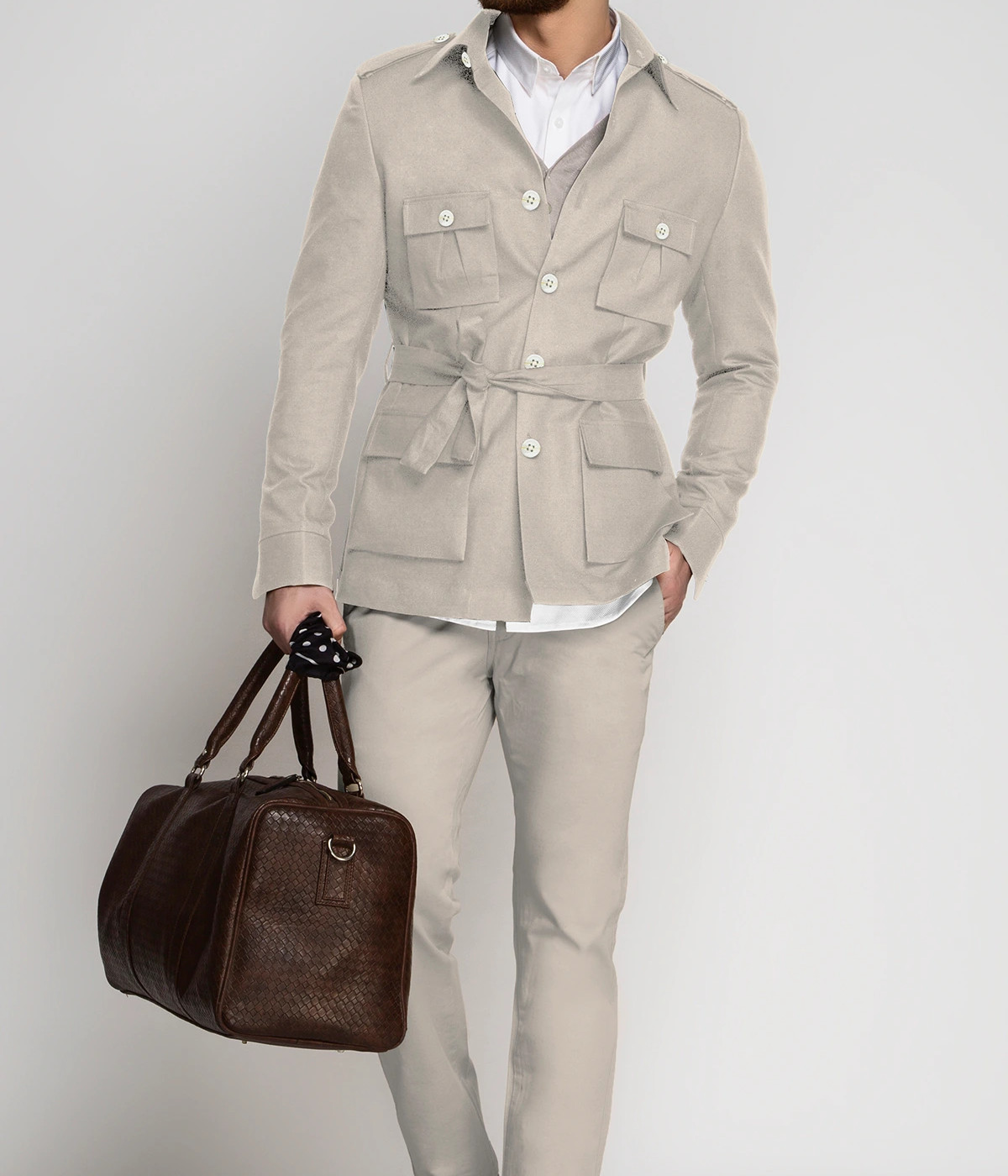 Muted Beige Military Suit- view-2
