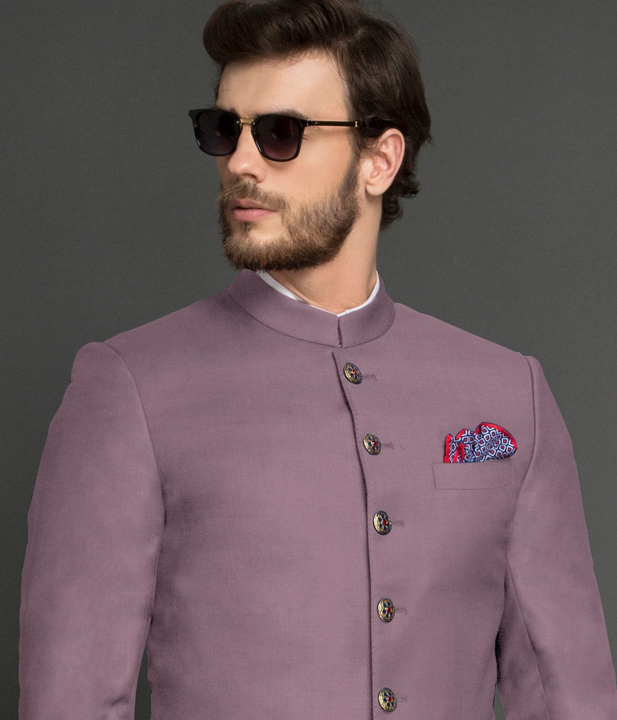 Mauve Purple Wool Achkan-1