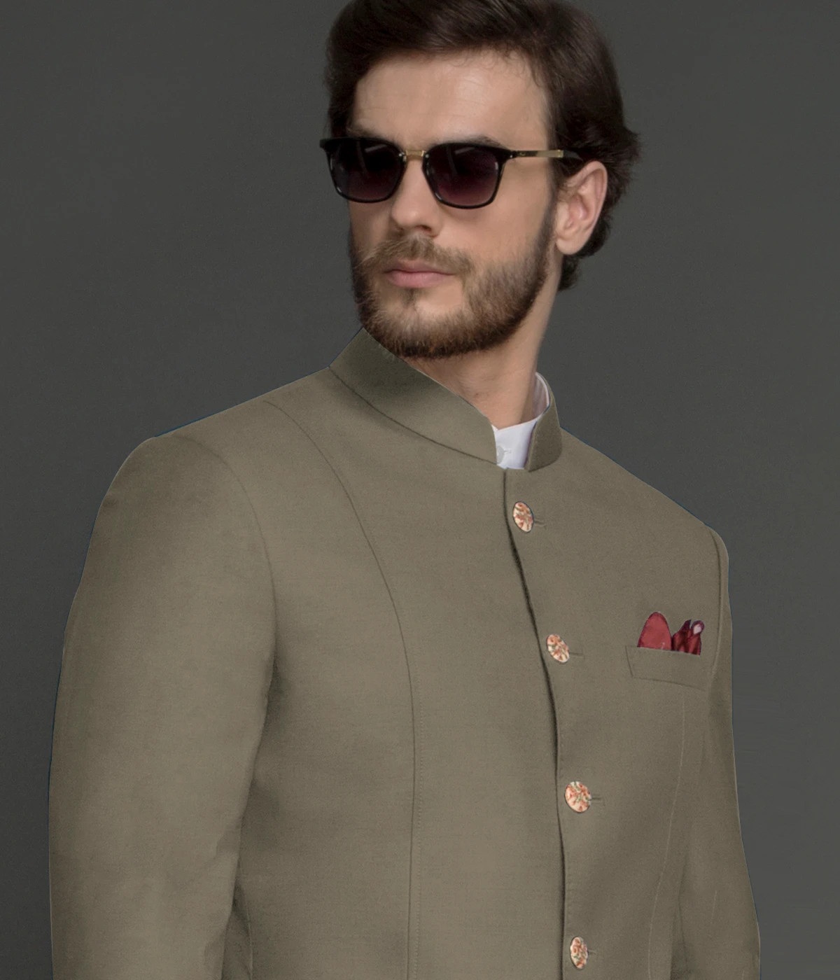 Pittsburgh Steel Brown Wool Jodhpuri Suit-1