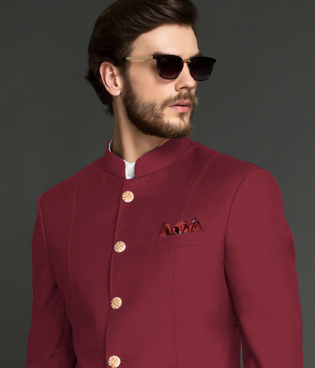 Red on sale jodhpuri suit