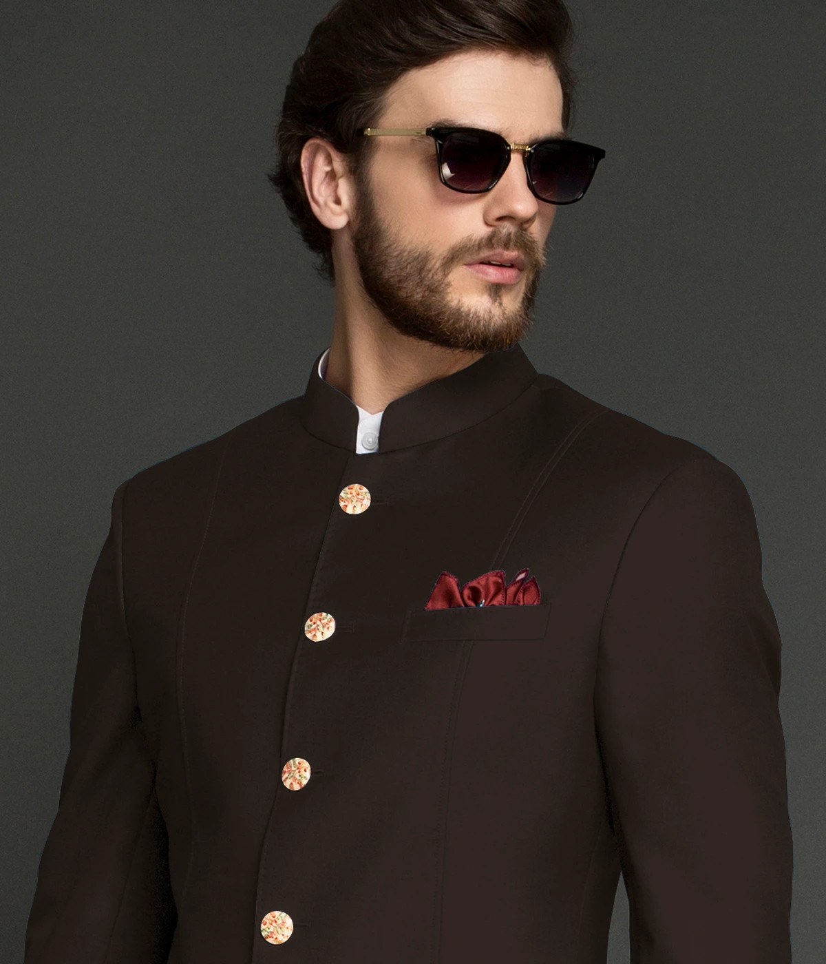 Savannah Coffee Wool Jodhpuri Suit-1
