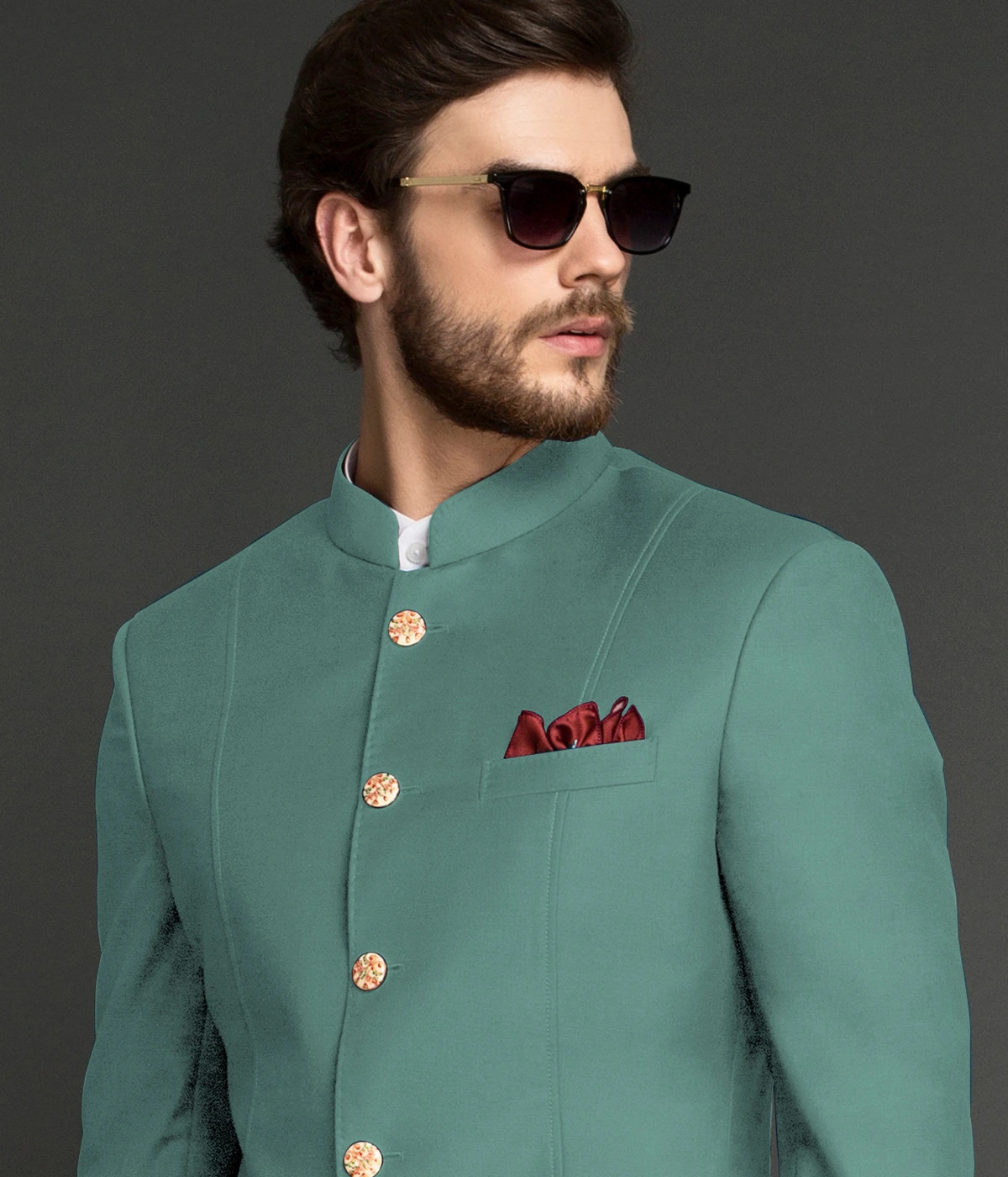 sage mint green wool jodhpuri suit mb 1