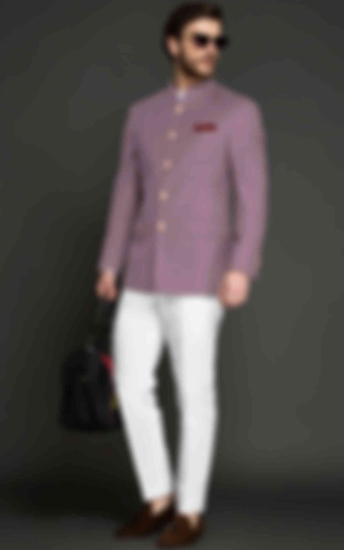 Mauve Purple Wool Jodhpuri Suit