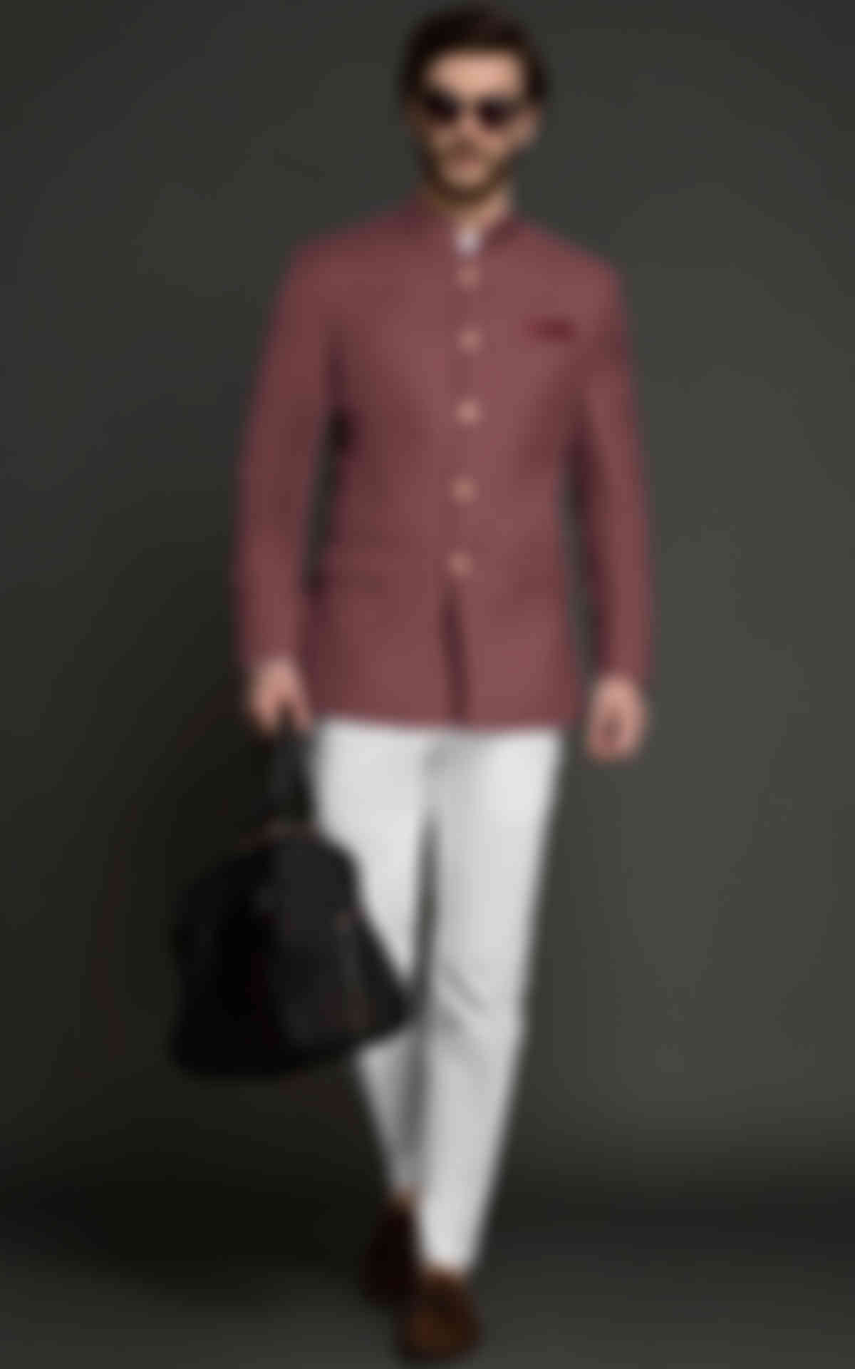 Portland Dusty Rose Wool Jodhpuri Suit image