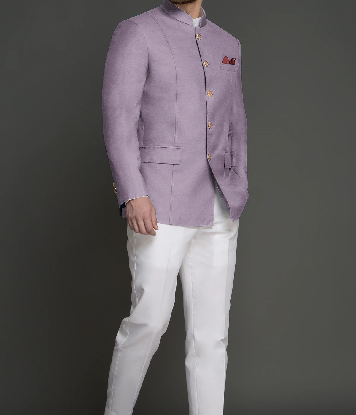 Seattle Lilac Lavender Wool Jodhpuri Suit- view-2