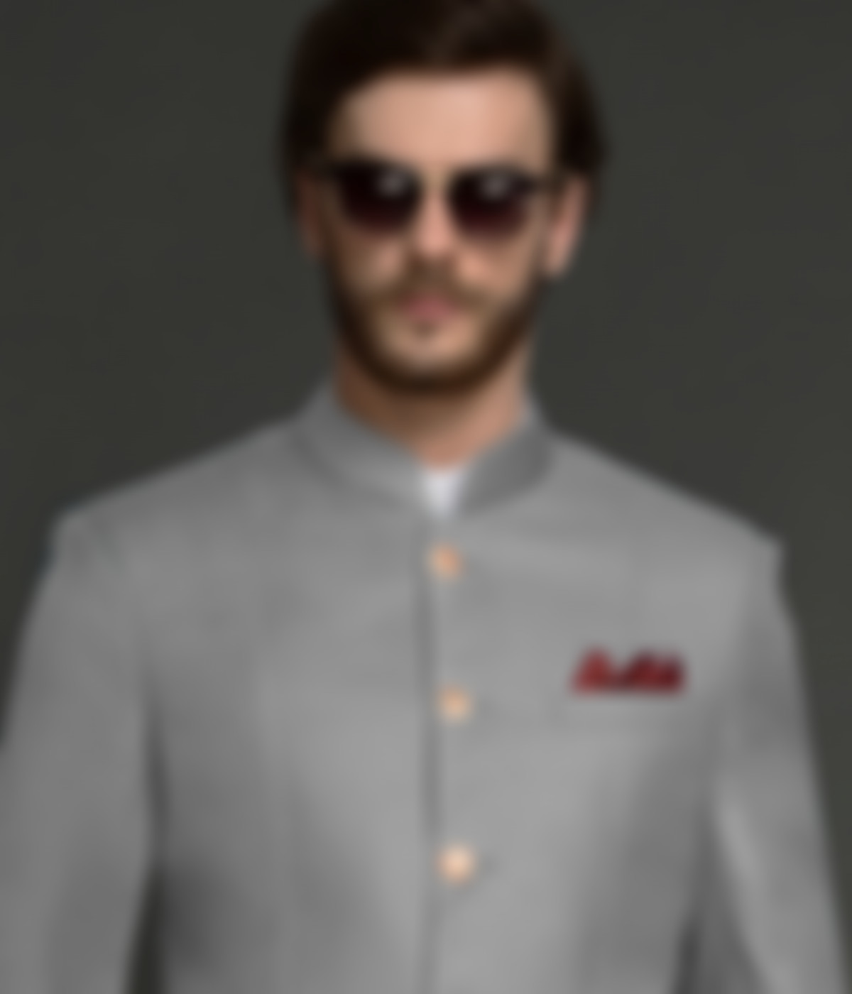 Slate Gray Stretch Wool Jodhpuri Suit-1