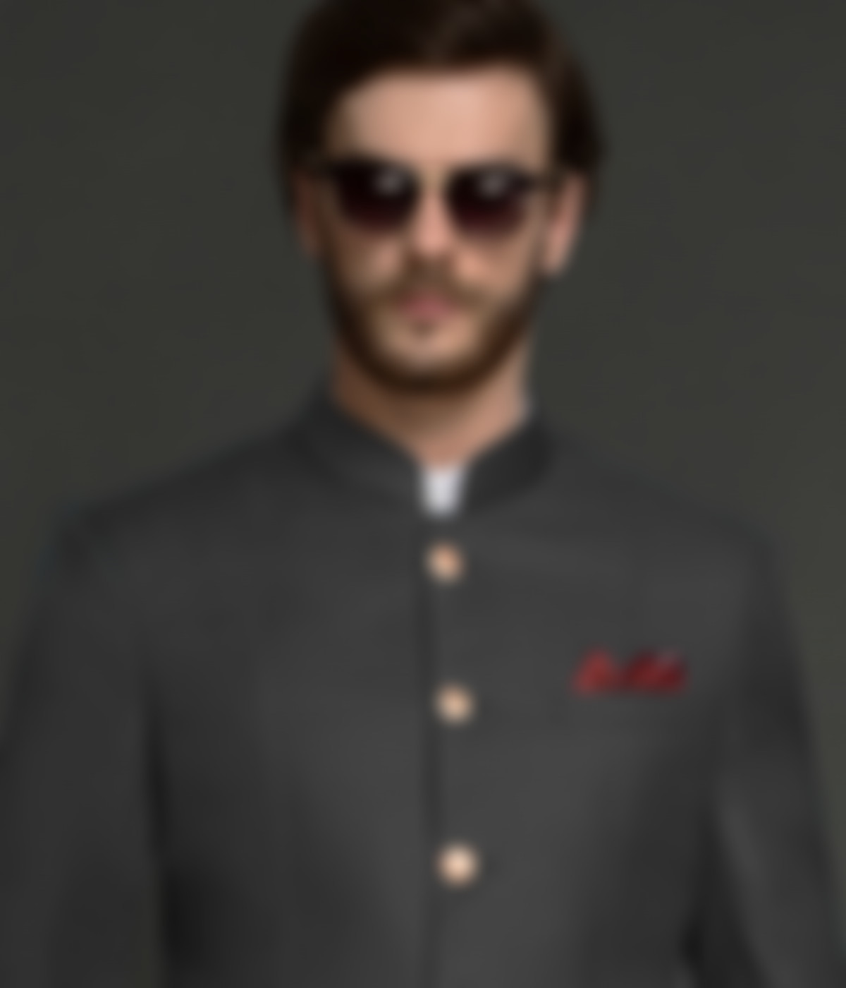 Charcoal Grey Stretch Wool Jodhpuri Suit-1