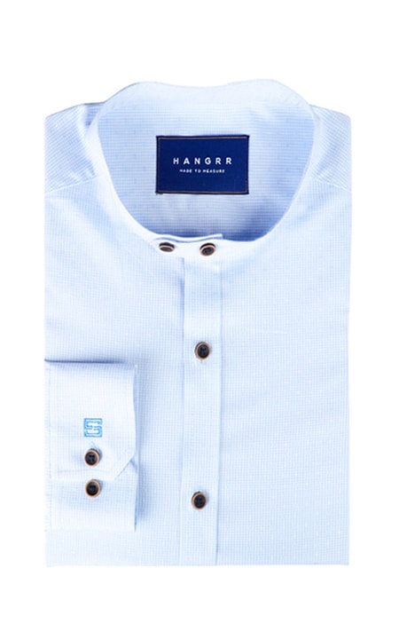 Blue Microcheck Embroidered Shirt