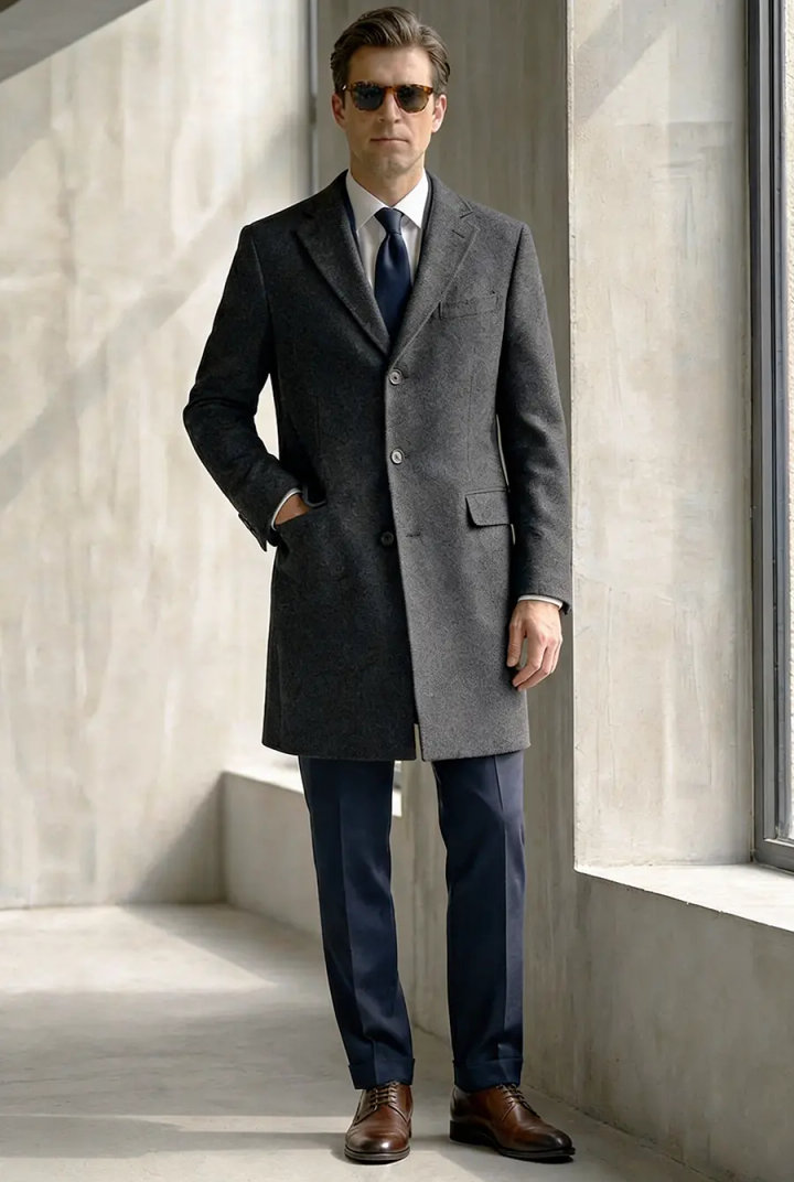 Men’s Grey Winter Overcoat